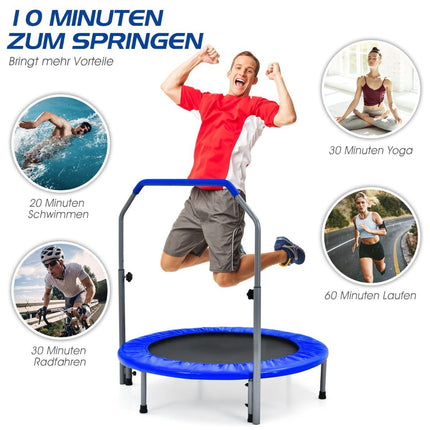 Ø101 cm saliekams mini batuts fitnesa batuts ar regulējamu augstumu, zils + melns