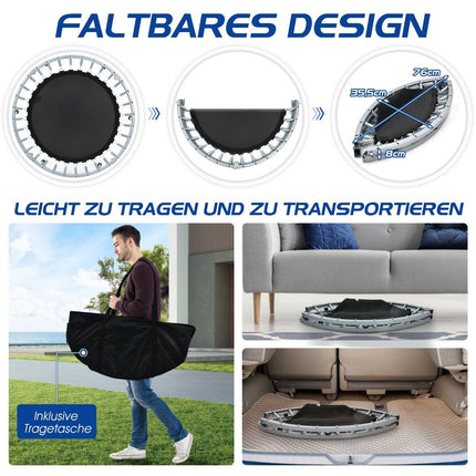 Ø101 cm saliekams mini batuts fitnesa batuts ar regulējamu augstumu, zils + melns