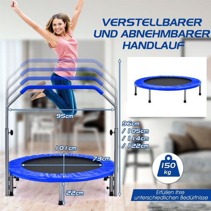Ø101 cm saliekams mini batuts fitnesa batuts ar regulējamu augstumu, zils + melns