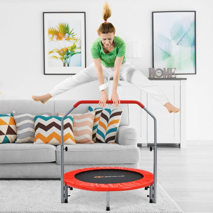 Ø101 cm saliekams mini batuts ar regulējamu augstumu rokturi fitnesa batuts sarkans