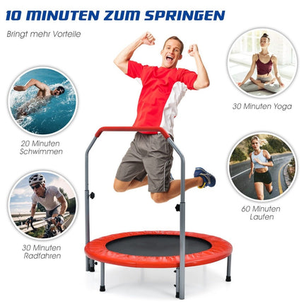 Ø101 cm saliekams mini batuts ar regulējamu augstumu rokturi fitnesa batuts sarkans