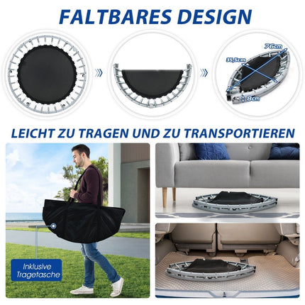Ø101 cm saliekams mini batuts ar regulējamu augstumu rokturi fitnesa batuts sarkans