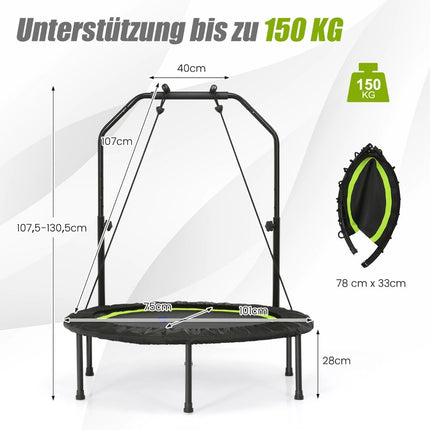Ø101 cm mini batuts ar regulējamu augstumu rokturi un 2 pretestības lentēm, zaļš