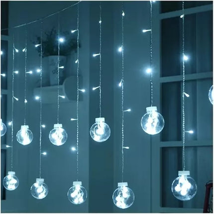 108 LED USB gaismas aizkars - vēsi balta krāsa KŚ19770