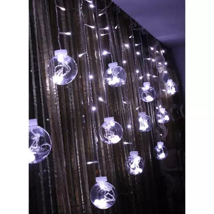 108 LED USB gaismas aizkars - vēsi balta krāsa KŚ19770