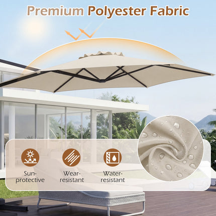 10 pēdu konsoles terases saulessargs – 360° ventilācija, bēšs