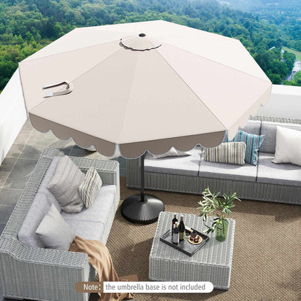 10 pēdu terases saulessargs, ar kloķa slīpumu, ventilējams nojume, bēšs