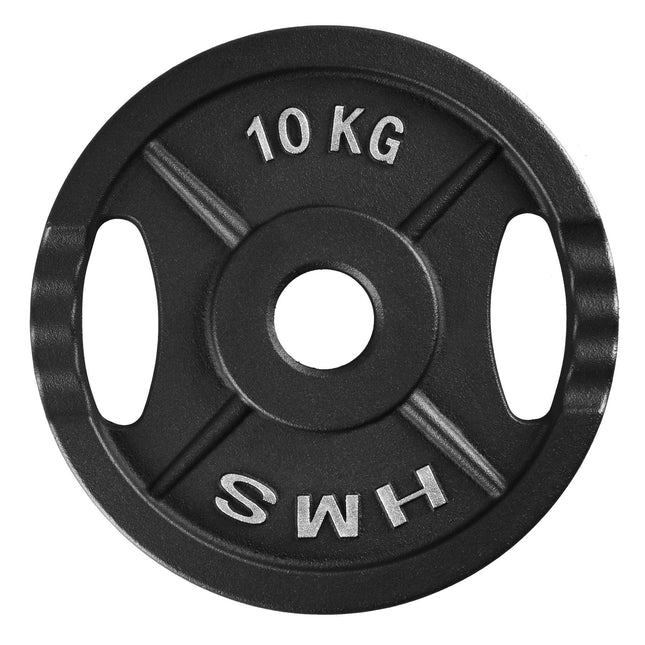 10 kg melns olimpiskais svara disks ar rokturiem