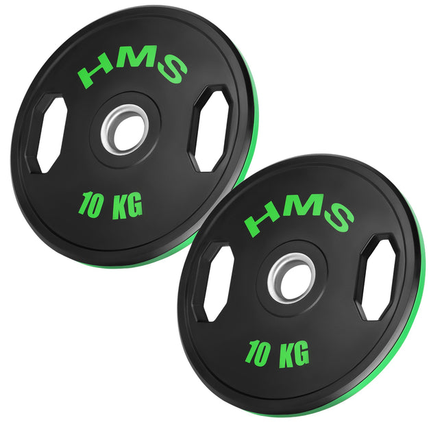 10 kg gumijotas olimpiskās plāksnes, 2 gabalu komplekts