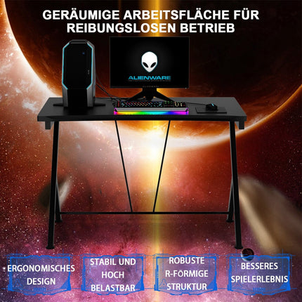 116 cm spēļu galds ar ergonomisku dizainu 116 x 75 x 77 cm melns