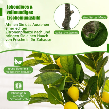 120 cm mākslīgais citronkoks ar podu un 18 citronlaima koki, mākslīgais augs, citrusaugs