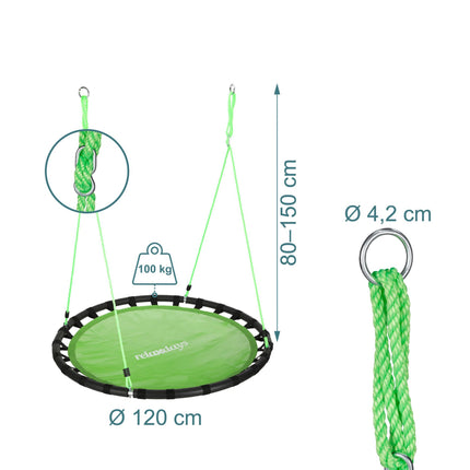120 cm ligzdas šūpoles - lielas, ērtas, drošas bērniem un pieaugušajiem