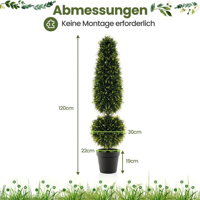120 cm mākslīgais augs, mākslīgais koks ar podu, buksuss, zaļš