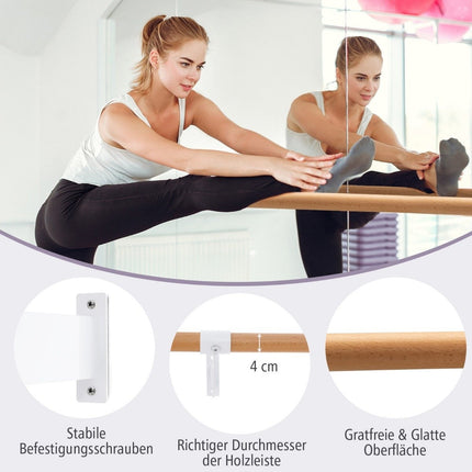 120 cm garš koka baleta stienis, ieskaitot sienas stiprinājumu, dabīgs