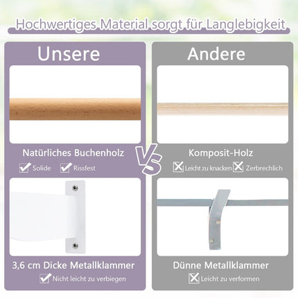 120 cm garš koka baleta stienis, ieskaitot sienas stiprinājumu, dabīgs