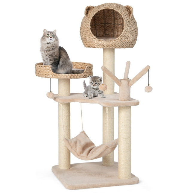 121 cm high cat tree climbing tree with cat cave natural