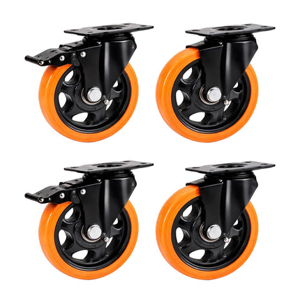 125 mm grozāmo riteņu komplekts, tērauds un PVC, 150 kg slodze