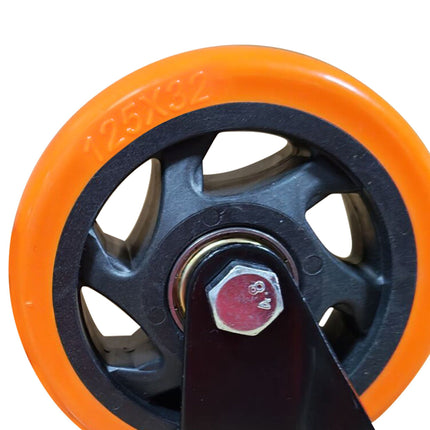 125 mm grozāmo riteņu komplekts, tērauds un PVC, 150 kg slodze
