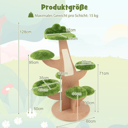 128 cm kaķu māja ar guļvietu un lēkšanas platformu, kaķēnu aktivitāšu centrs