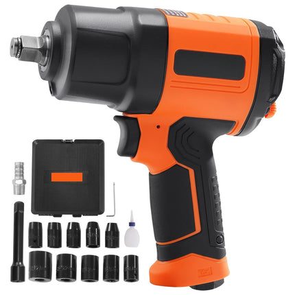 1/2-Inch Air Impact Wrench, 1400 ft-lb, 11-Piece Socket Set