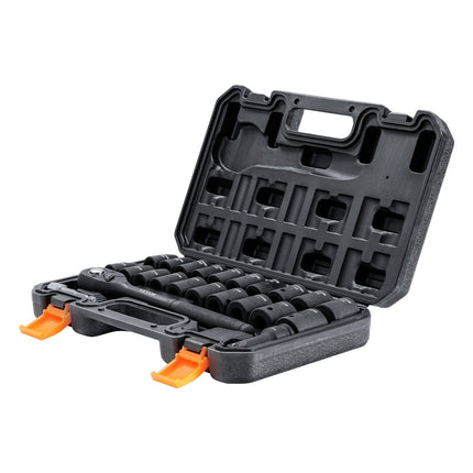 1/2 Inch Drive Impact Socket Set, 23-Piece SAE/Metric