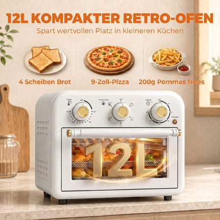 12 l gaisa fritētavas krāsns, 5 programmas, trauku mazgājamā mašīnā mazgājama, 1200 W