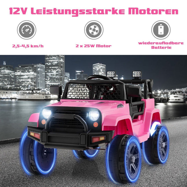 12 V akumulatora darbināms bērnu transportlīdzeklis, elektrisks bērnu transportlīdzeklis ar tālvadības pulti, rozā