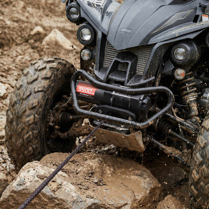 12V Electric ATV Winch 3500 lb, 10 m Synthetic Rope, Wired Remote