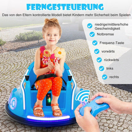 12 V bērnu bufera automašīna ar 360° griešanos, mūziku un tālvadības pulti