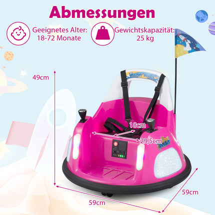 12 V bērnu elektriskā bufera automašīna ar tālvadības pulti, rozā