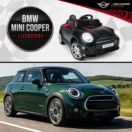 12 V bērnu elektromobilis, BMW Mini dizains, melns, tālvadības pults