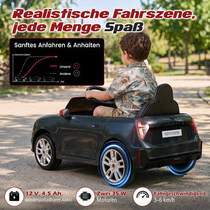 12 V bērnu elektromobilis, BMW Mini dizains, melns, tālvadības pults