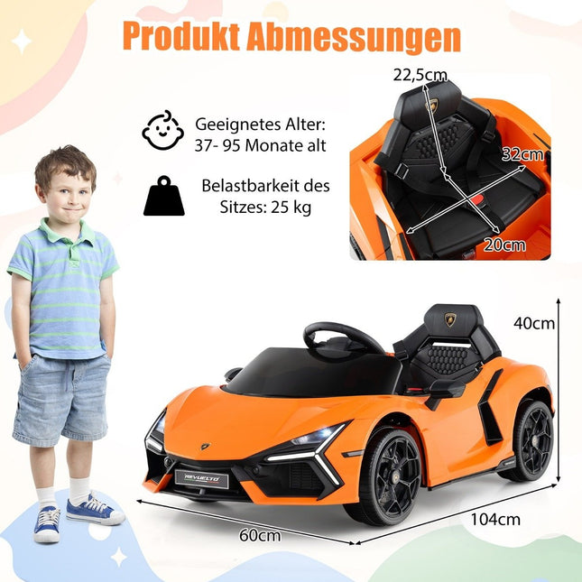 12 V bērnu elektromobilis ar LED gaismām - oranžs