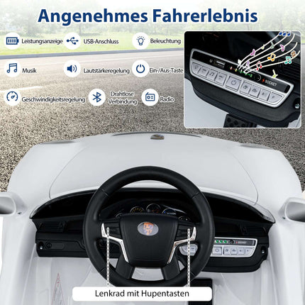 12 V bērnu elektromobilis ar tālvadības pulti, licencēts Porsche, balts