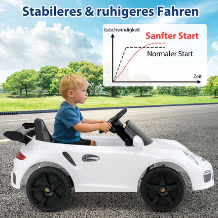 12 V bērnu elektromobilis ar tālvadības pulti, licencēts Porsche, balts