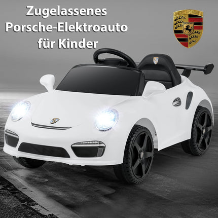 12 V bērnu elektromobilis ar tālvadības pulti, licencēts Porsche, balts
