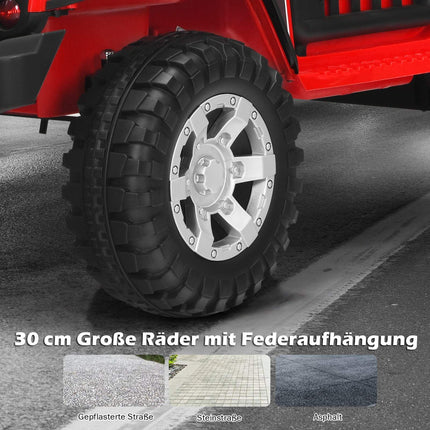 12 V bērnu elektromobilis ar tālvadības pulti, gaismām, mūziku, sarkans