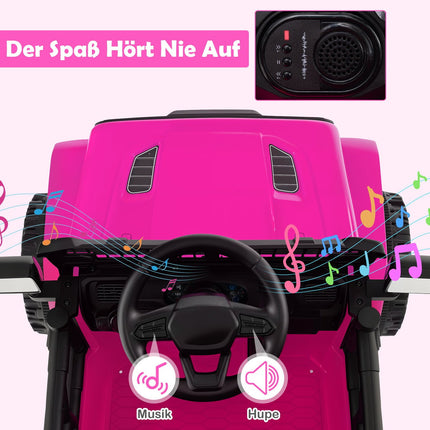12 V bērnu elektromobilis ar tālvadības pulti, mūziku, LED gaismām, rozā