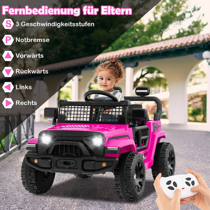 12 V bērnu elektromobilis ar tālvadības pulti, mūziku, LED gaismām, rozā