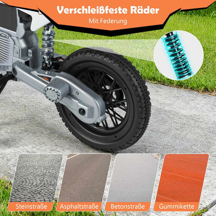 12 V bērnu elektriskais motocikls ar noņemamiem treniņriteņiem