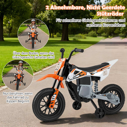 12 V bērnu elektriskais motocikls ar noņemamiem treniņriteņiem