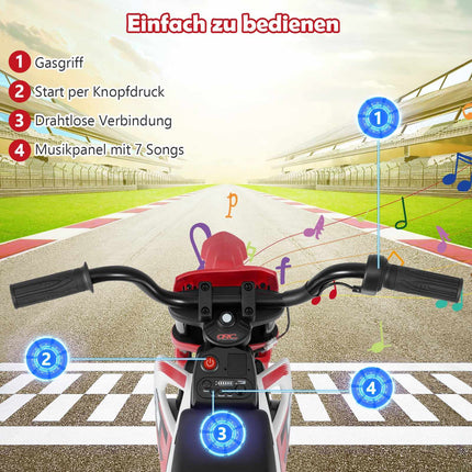 12 V bērnu elektriskais motocikls ar noņemamiem treniņriteņiem