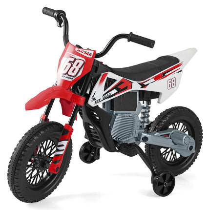 12 V bērnu elektriskais motocikls ar noņemamiem treniņriteņiem