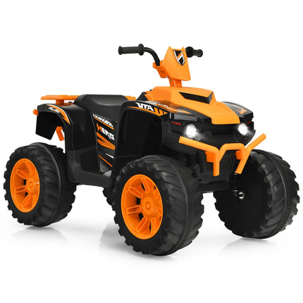 12 V bērnu elektriskais kvadracikls ar gaismām, mūziku un skaņas signālu, oranžs