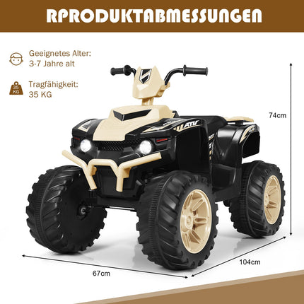12 V bērnu elektriskais kvadracikls ar mūziku un priekšējiem lukturiem, dzeltens