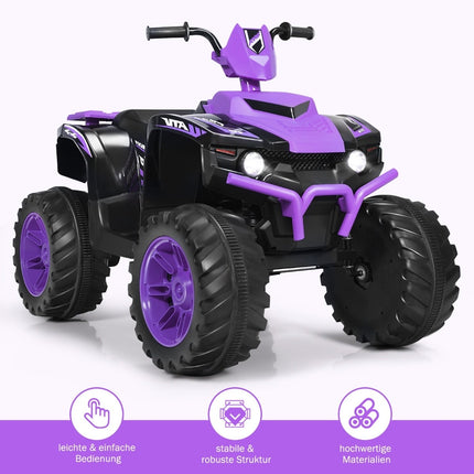 12 V bērnu elektriskais kvadracikls ar mūziku un gaismām, violets