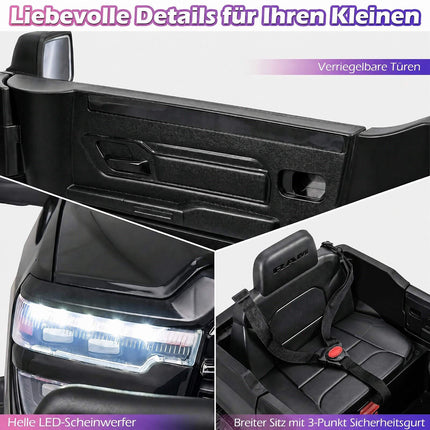 12 V bērnu elektriskā braucamā automašīna, melna, 2 motori, vecums 3+