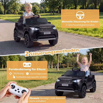 12 V bērnu elektriskā braucamā automašīna, tālvadības pults, LED, mūzika, melna