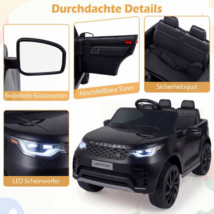 12 V bērnu elektriskā braucamā automašīna, tālvadības pults, LED, mūzika, melna