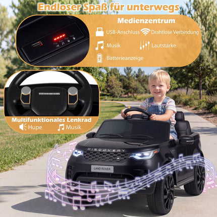 12 V bērnu elektriskā braucamā automašīna, tālvadības pults, LED, mūzika, melna